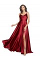 Sleeveless Burgundy Low Back A-Line Spaghetti Straps Black Tie Evening Dress