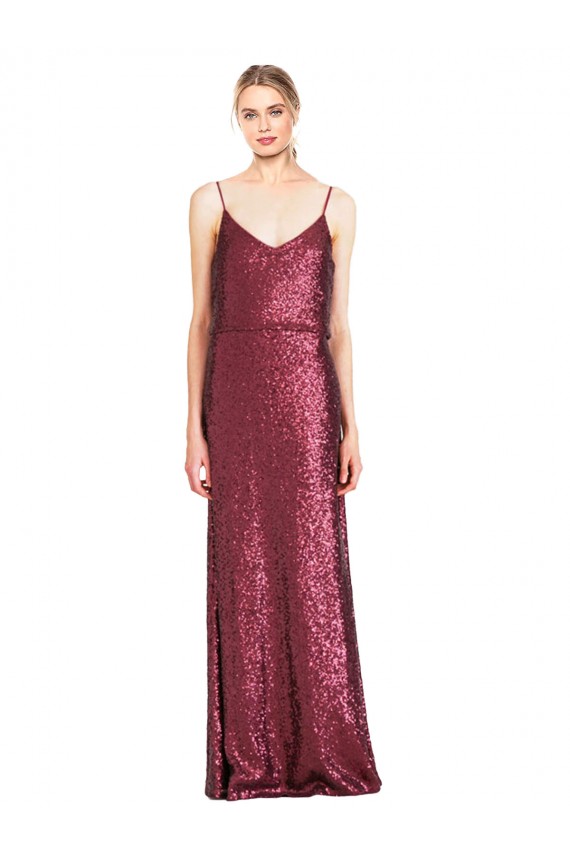 Sleeveless Burgundy A-Line Halter Neck Formal Evening Dress