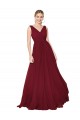 Sleeveless Burgundy V-Back A-Line V-Neck Formal Dress