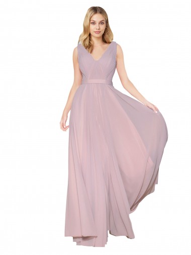 Sleeveless Primrose V-Back A-Line V-Neck Formal Evening Dress UK Factory