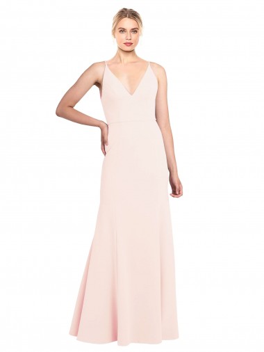 Sleeveless Pink V-Back A-Line V-Neck Formal Evening Dress UK Factory