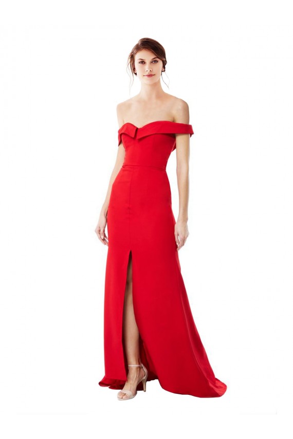 Sleeveless Red A-Line Off the Shoulder Evening Dress