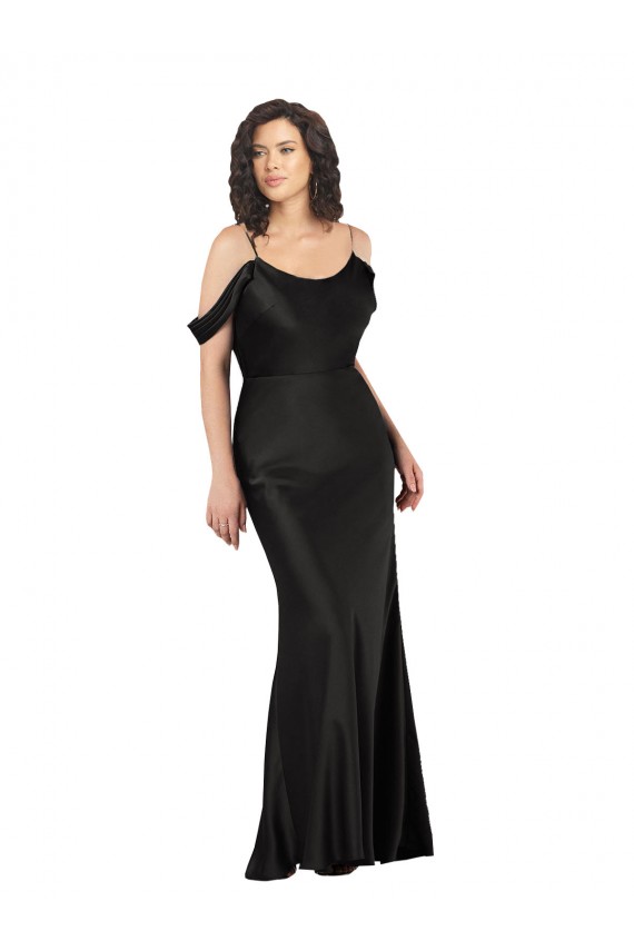 Sleeveless Black Low Back A-Line Off the Shoulder Formal Dress