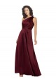 Sleeveless Burgundy A-Line One Shoulder Formal Evening Gown