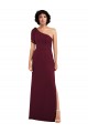 Sleeveless Burgundy A-Line One Shoulder Formal Evening Dress