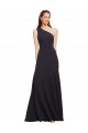 Sleeveless Dark Navy A-Line One Shoulder Formal Evening Dress