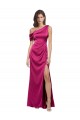 Sleeveless Fuchsia A-Line One Shoulder Evening Dress