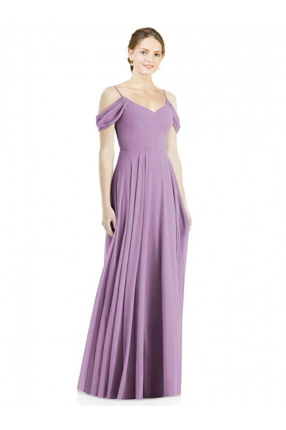 Sleeveless Dark Lavender Open Back A-Line Off the Shoulder Semi Formal Evening Dress