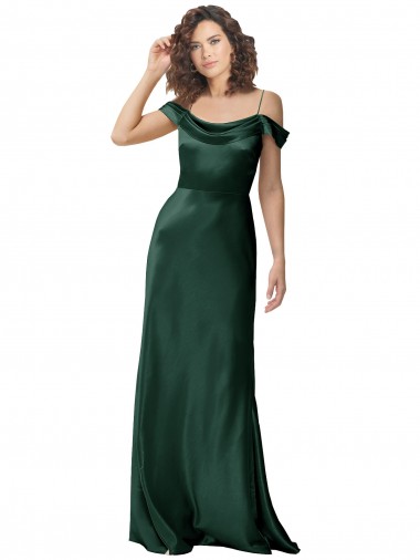 Sleeveless Hunter V-Back A-Line Off the Shoulder Formal Evening Dress UK Factory