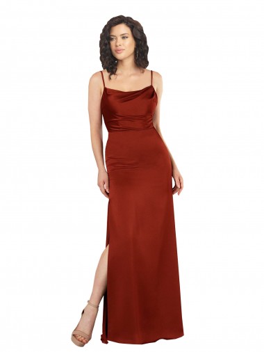 Sleeveless Red Low Back A-Line Spaghetti Straps Formal Evening Dress UK Factory