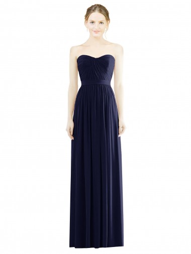 Sleeveless Dark Navy A-Line Sweetheart Formal Evening Dress UK Factory