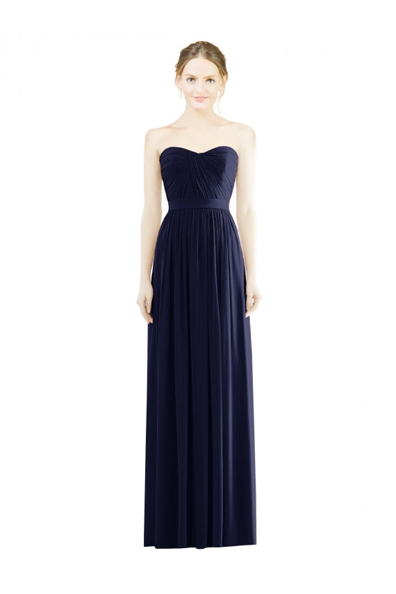 Sleeveless Dark Navy A-Line Sweetheart Formal Evening Dress