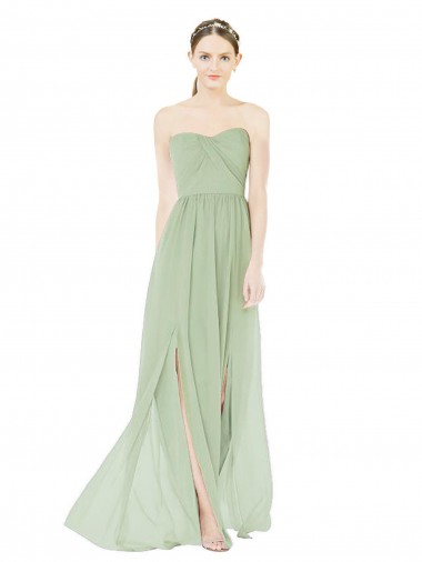 Sleeveless Sage Low Back A-Line Sweetheart Semi Formal Evening Dress UK Factory