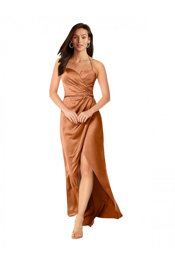 Sleeveless Orange Low Back A-Line Spaghetti Straps High Low Evening Dress