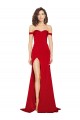 Sleeveless Red A-Line Silky Satin Off the Shoulder Formal Evening Dress