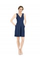 Sleeveless Dark Navy Open Back A-Line V-Neck Evening Dress