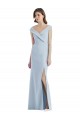 Sleeveless Light Sky Blue A-Line Off the Shoulder Black Tie Evening Dress