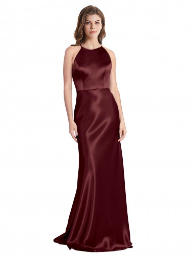 Sleeveless Burgundy Gold A-Line Spaghetti Straps Formal Evening Dress UK Factory