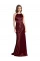 Sleeveless Burgundy Gold A-Line Spaghetti Straps Formal Evening Dress