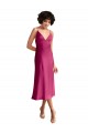 Sleeveless Fuchsia Low Back A-Line V-Neck Formal Evening Dress