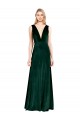 Sleeveless Dark Green V-Back A-Line V-Neck Evening Dress