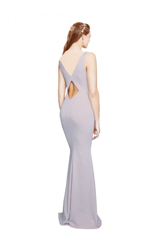 Sleeveless Arctic Lilac Keyhole Back Mermaid V-Neck Formal Evening Dress