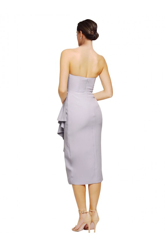 Sleeveless Arctic Lilac Low Back Sheath Strapless High Low Evening Dress