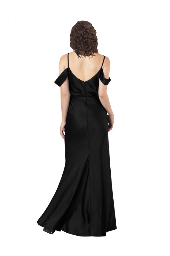 Sleeveless Black Low Back A-Line Off the Shoulder Formal Dress