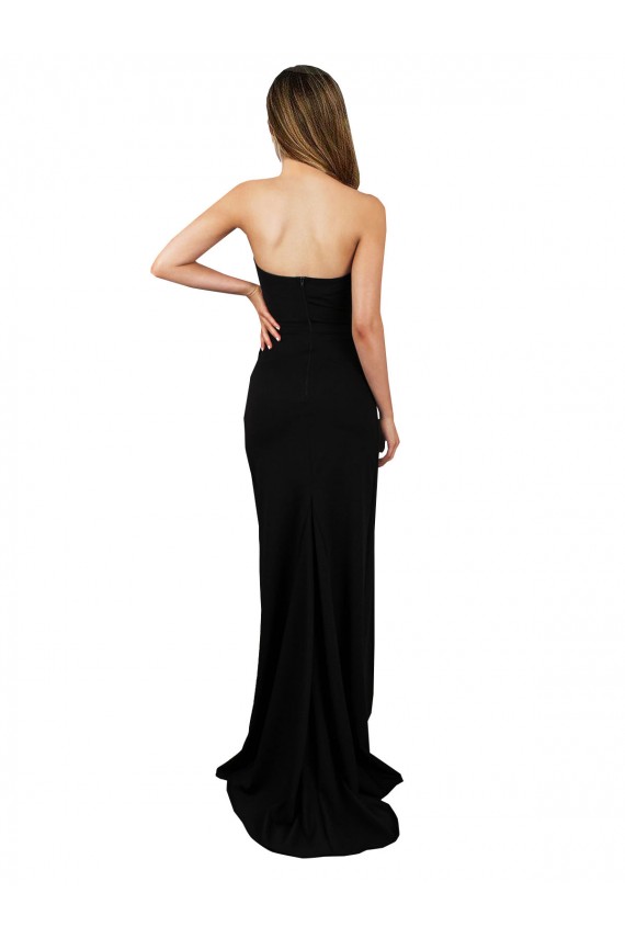 Sleeveless Black Low Back Column Sweetheart Formal Evening Dress