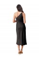 Sleeveless Black Sheath One Shoulder Black Tie Evening Dress