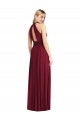 Sleeveless Burgundy Open Back A-Line Halter Neck Semi Formal Evening Dress