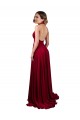 Sleeveless Burgundy Open Back A-Line Halter Neck Black Tie Evening Dress