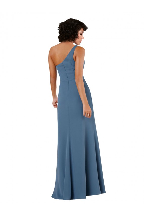 Sleeveless Burgundy A-Line One Shoulder Formal Evening Dress