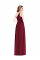 Sleeveless Burgundy A-Line One Shoulder Semi Formal Evening Dress