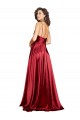 Sleeveless Burgundy Low Back A-Line Spaghetti Straps Black Tie Evening Dress