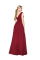 Sleeveless Burgundy V-Back A-Line V-Neck Black Tie Evening Dress