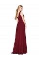 Sleeveless Burgundy V-Back A-Line V-Neck Formal Dress