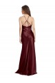 Sleeveless Burgundy Gold A-Line Spaghetti Straps Formal Evening Dress