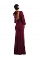 Long Sleeves Burgundy Gold Open Back Trumpet Bateau Neck Formal Evening Dress