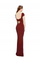 Cap Sleeves Burgundy Keyhole Back Mermaid Round Neck Formal Evening Dress