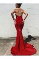 Sleeveless Burgundy Mermaid Sweetheart Evening Dress