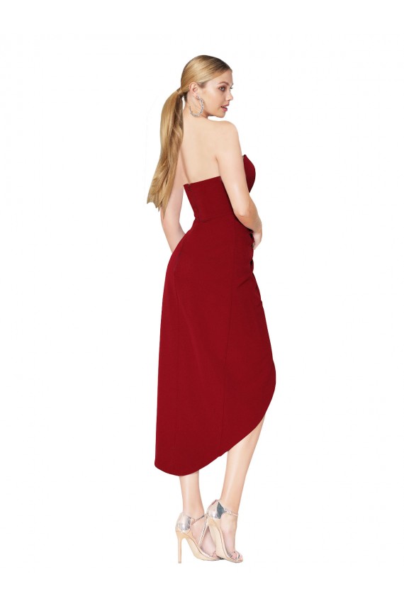 Sleeveless Burgundy Mermaid Sweetheart High Low Evening Dress