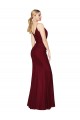 Sleeveless Burgundy V-Back Mermaid V-Neck Formal Evening Dress