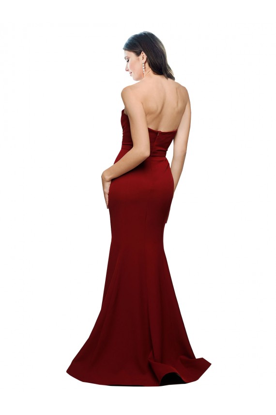 Sleeveless Burgundy Low Back Sheath Sweetheart Formal Evening Dress