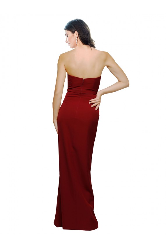 Sleeveless Burgundy Low Back Sheath Sweetheart Evening Dress