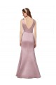 Sleeveless Burgundy V-Back Sheath V-Neck Formal Evening Dress