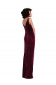 Sleeveless Burgundy Sheath V-Neck Semi Formal Evening Dress