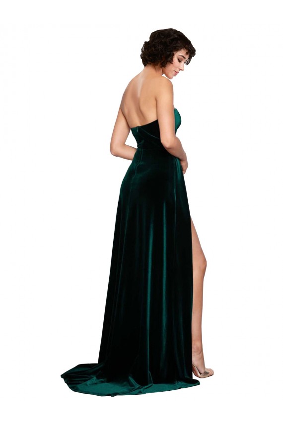 Sleeveless Dark Green Low Back A-Line Sweetheart Semi Formal Evening Dress