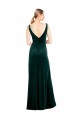 Sleeveless Dark Green V-Back A-Line V-Neck Black Tie Evening Dress