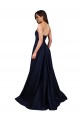 Sleeveless Dark Navy Low Back A-Line Sweetheart Formal Dress